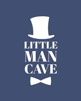 Little Man Cave Top Hat and Bow Tie - Blue Fine Art Print