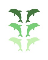 Leaping Dolphins - Green Fine Art Print