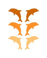 Leaping Dolphins - Orange Fine Art Print