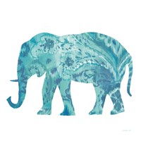 Boho Teal Elephant II Fine Art Print