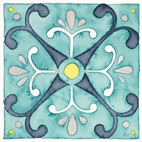 Garden Getaway Tile III Teal Framed Print