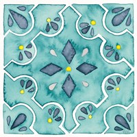 Garden Getaway Tile II Teal Framed Print