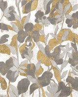 Painted Tropical Screen II Gray Gold Framed Print