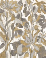 Painted Tropical Screen I Gray Gold Framed Print