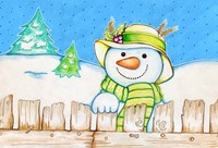 Snowman Fence Fine Art Print