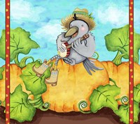 Farmer Crow Pumpkin Patch Fine Art Print