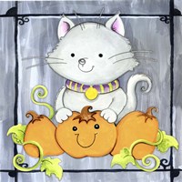 Pumpkins and Kitty 1 Fine Art Print