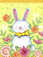 Flowers And Bunny Fine Art Print