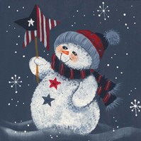 Snowman Holding A Star Fine Art Print
