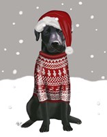 Black Labrador, Christmas Sweater 1 Fine Art Print