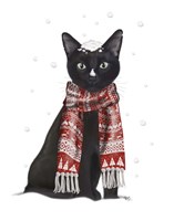 Black Cat, Red Scarf Fine Art Print
