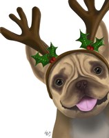 French Bulldog, Antlers 2 Fine Art Print