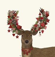 Deer, Homespun Wreath Fine Art Print