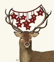 Deer, Star Decorations Fine Art Print