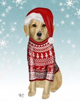 Golden Retriever in Christmas Sweater Fine Art Print