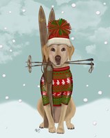 Yellow Labrador, Skiing Fine Art Print