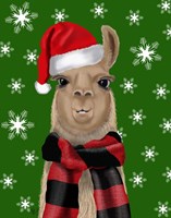 Llama, Christmas Hat Fine Art Print