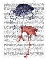Flamingo and Parasol Fine Art Print
