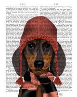 Dachshund in Pink Hat and Scarf Fine Art Print