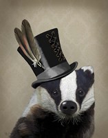 Steampunk Badger in Top Hat Fine Art Print