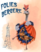 Ostrich, Can Can in Orange and Blue Fine Art Print