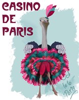 Ostrich, Can Can in Pink and Turquoise Fine Art Print