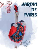 Ostrich, Can Can in Red and Blue Fine Art Print