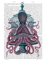 Pink Octopus in Cage Fine Art Print
