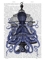 Blue Octopus in Cage Fine Art Print