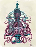 Pink Octopus in Cage Fine Art Print