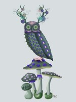 Owl on Mushrooms Fine Art Print