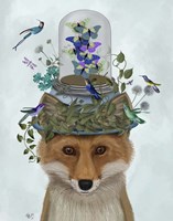 Fox with Butterfly Bell Jar Fine Art Print