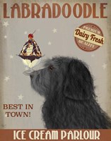Labradoodle, Black, Ice Cream Fine Art Print