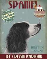 Springer Spaniel, Black and White, Ice Cream Fine Art Print