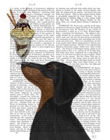 Dachshund, Black and Tan, Ice Cream Fine Art Print