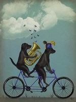 Black Labrador Tandem Fine Art Print