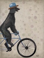 Poodle on Bicycle, Black Framed Print