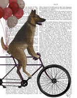 German Shepherd on Bicycle Fine Art Print