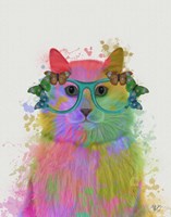 Rainbow Splash Cat 3, Portrait Fine Art Print