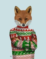 Fox in Christmas Sweater Fine Art Print