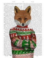 Fox in Christmas Sweater Fine Art Print