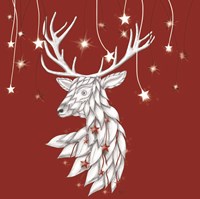 White Deer and Hanging Stars Fine Art Print