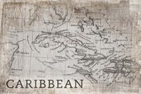 Carribean Map White Framed Print