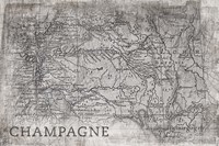 Champagne Map White Fine Art Print