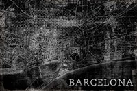 Map Barcelona Black Fine Art Print