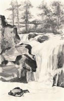 Sumi Waterfall I Framed Print