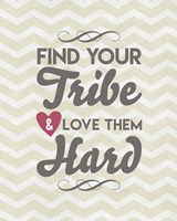 Find Your Tribe - Beige Chevron Pattern Fine Art Print