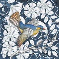 Arts and Crafts Bird Indigo III Fine Art Print