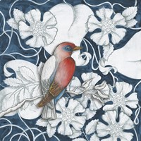 Arts and Crafts Bird Indigo I Framed Print
