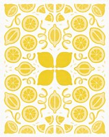 Retro Lemon Otomi Monotone Framed Print
